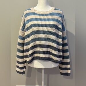 Francesca’s - Scarlett Multi Stripe Ombre Blues Pullover Women’s Sweater S